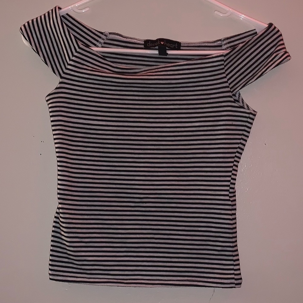 Off the shoulder striped shirt